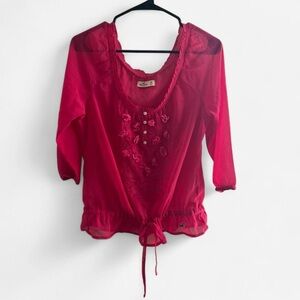 Y2K Fairy Whimsical Women’s Hollister Top Size Medium Hot Pink Peplum Flowy